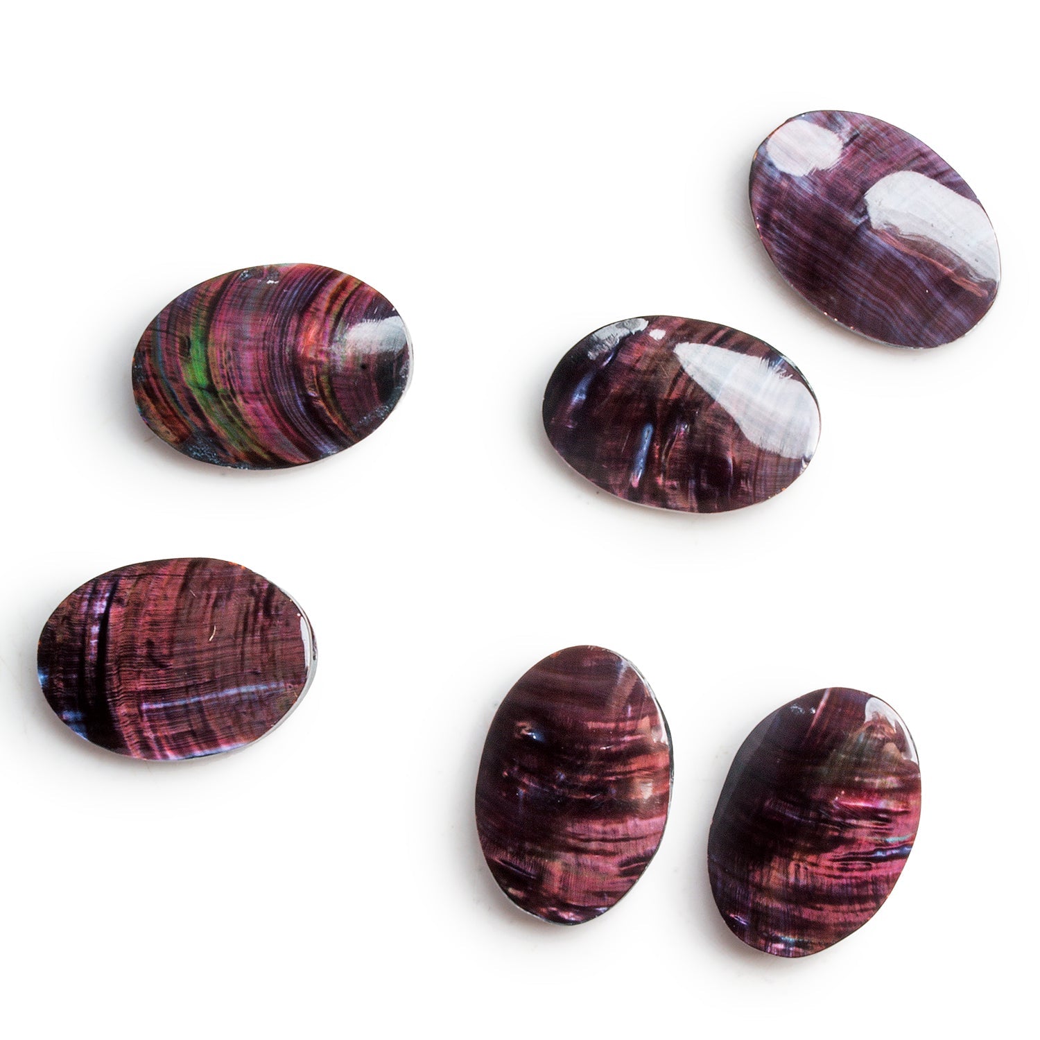 20x15mm Burgundy Mother of Pearl Oval Focals 2 Beads - The Bead Traders