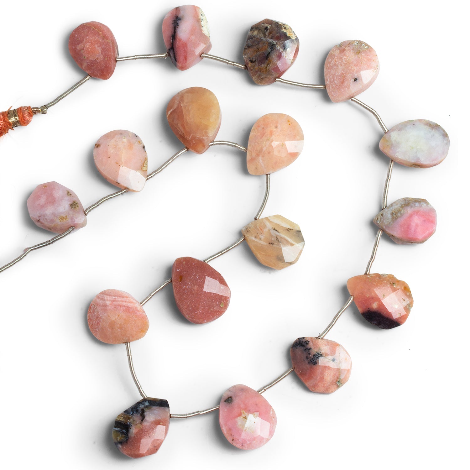 20x15mm Pink Peruvian Opal Faceted Pears 15 inch 18 beads - The Bead Traders