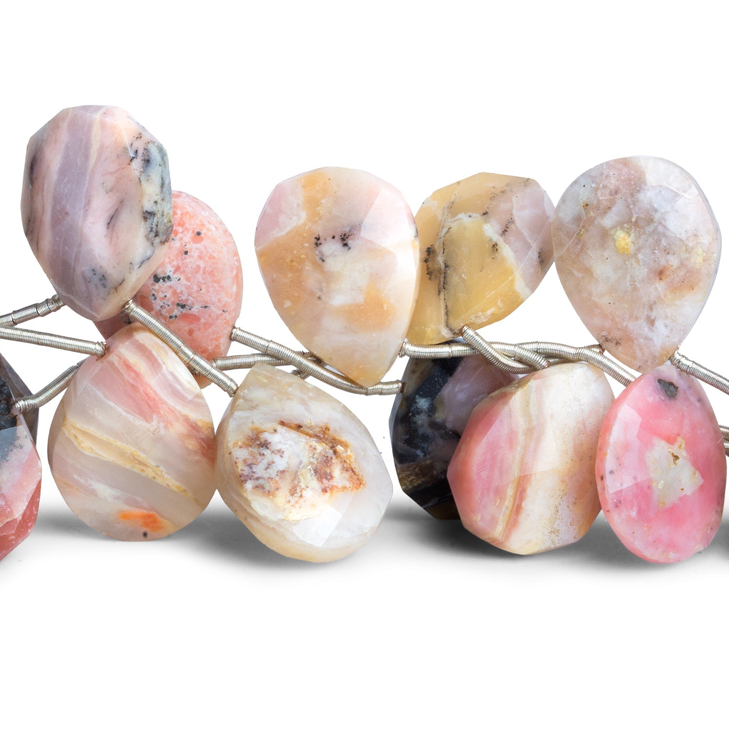 20x15mm Pink Peruvian Opal Faceted Pears 15 inch 18 beads - The Bead Traders
