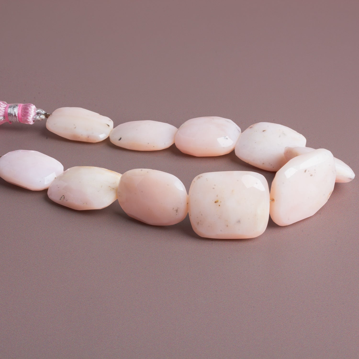 20x15mm Pink Peruvian Opal Faceted Rectangles 7.5 inch 10 beads - The Bead Traders