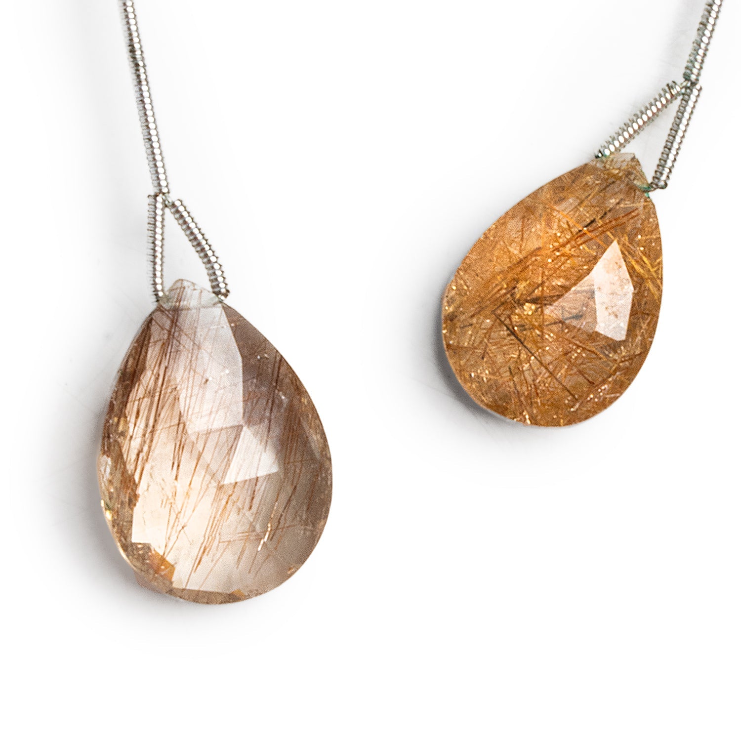 20x15mm Rutilated Quartz Faceted Pear Focal 1 Bead - The Bead Traders