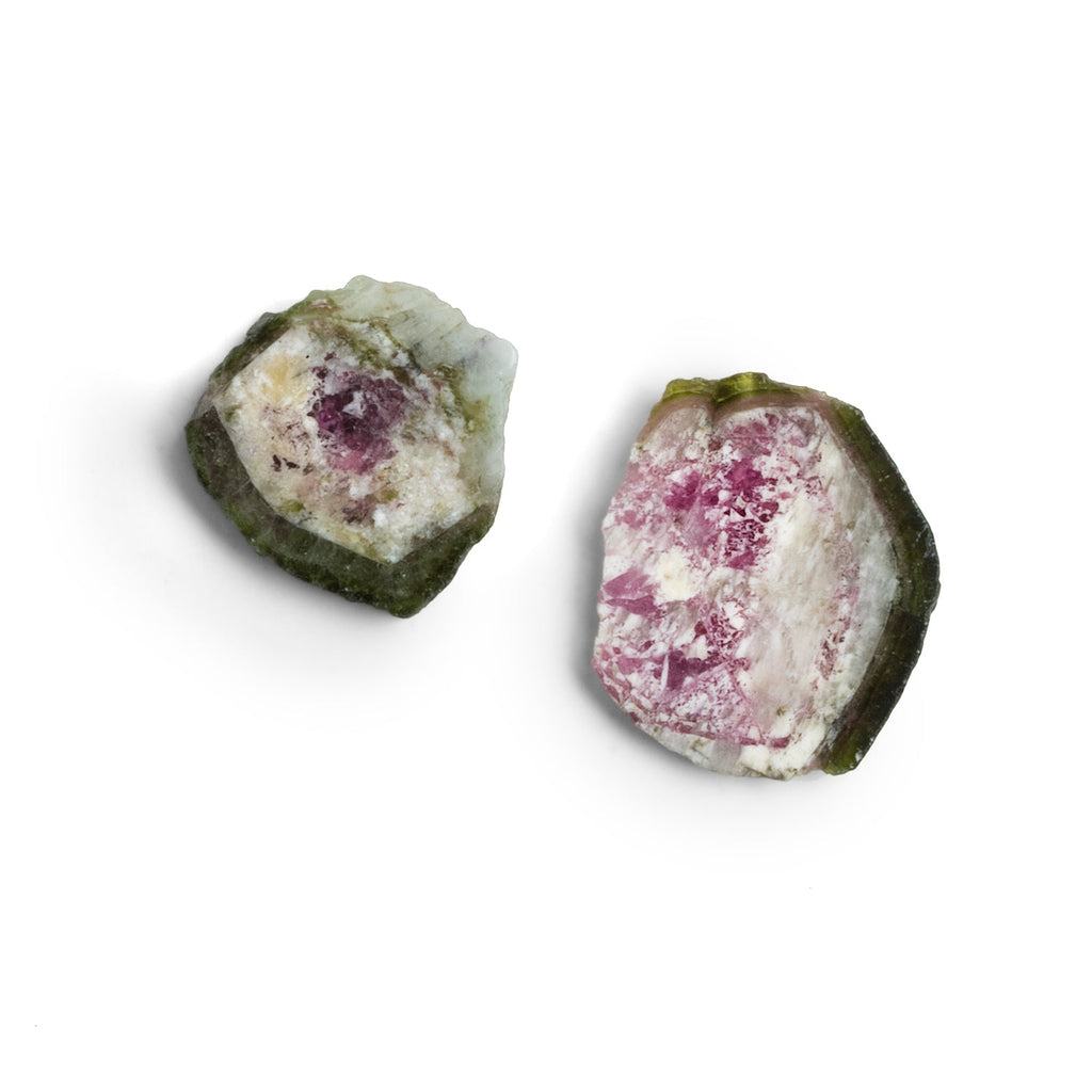 20x18mm Watermelon Tourmaline Slice Beads - Set of 2 - The Bead Traders