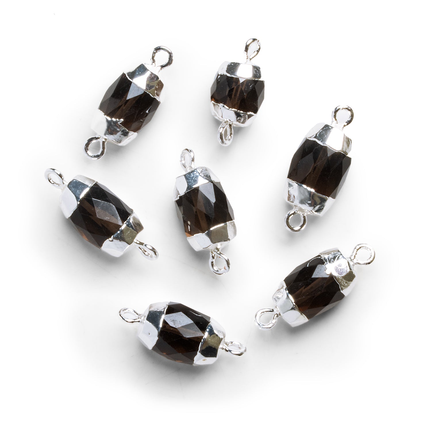 20x8mm Silver Leafed Faceted Barrel Connector 1 Bead - The Bead Traders