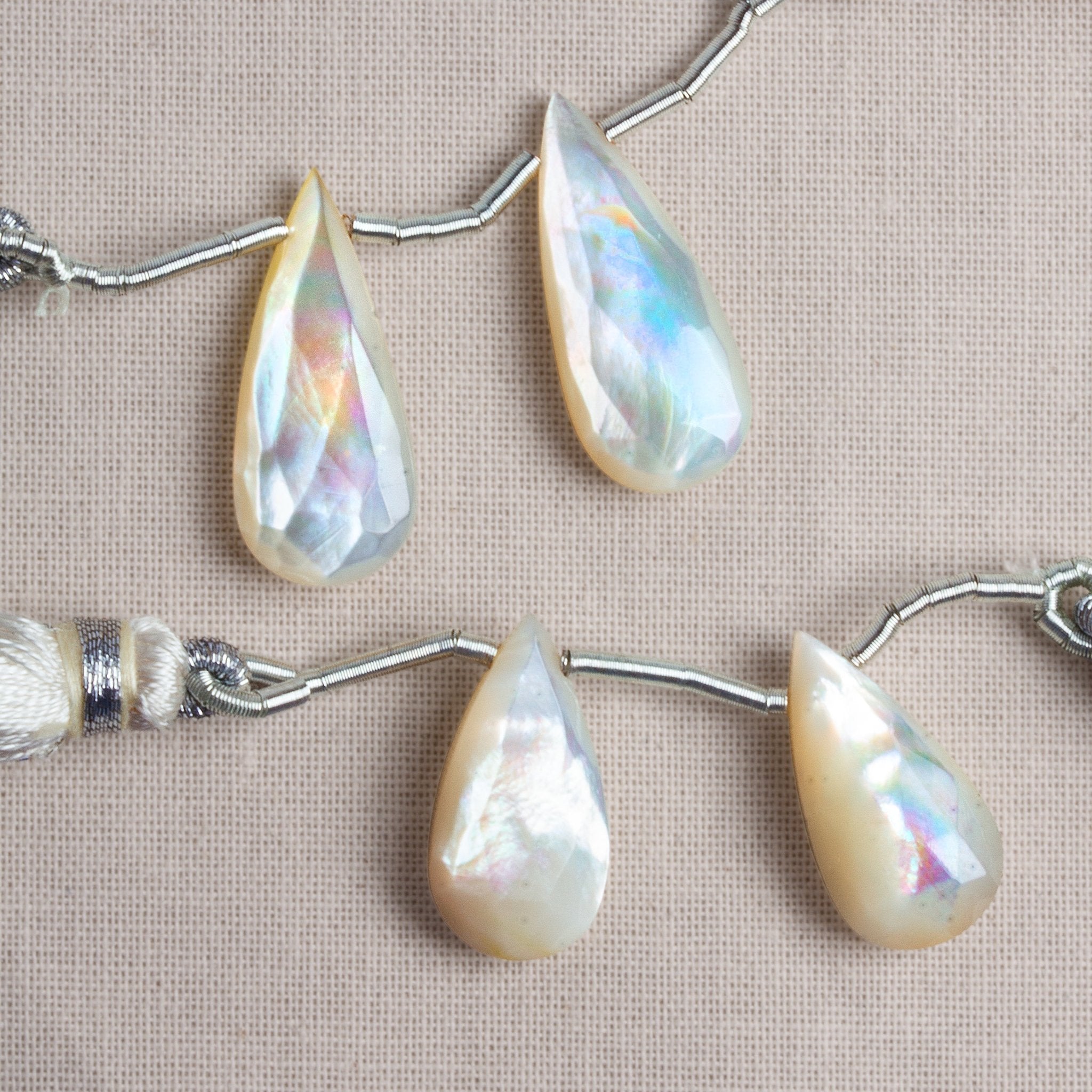 20x9mm Mother of Pearl Pear Focals Set of 2 Beads - The Bead Traders