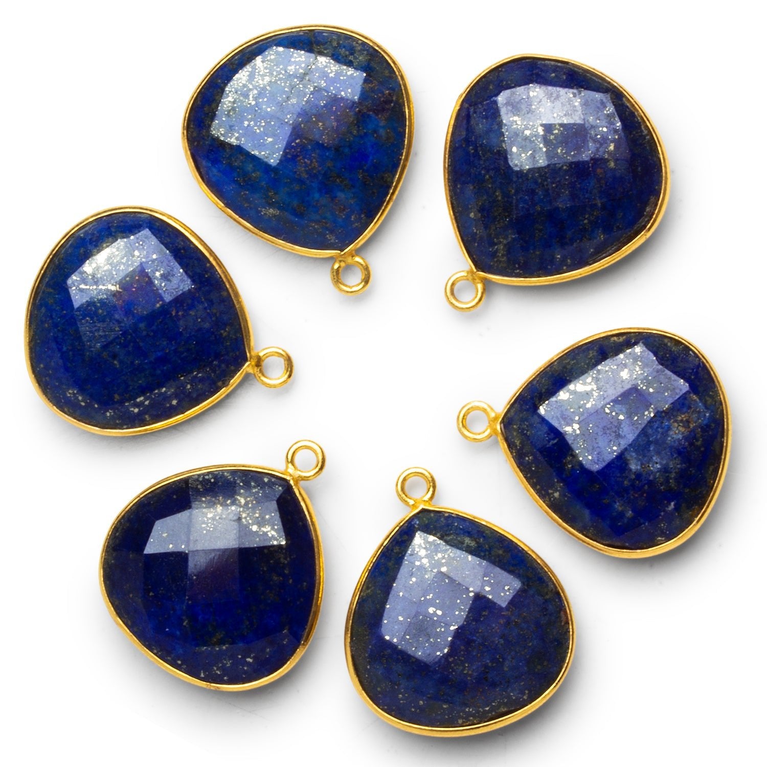 21mm Vermeil Bezeled Lapis Lazuli Heart Pendant 1 Bead - The Bead Traders