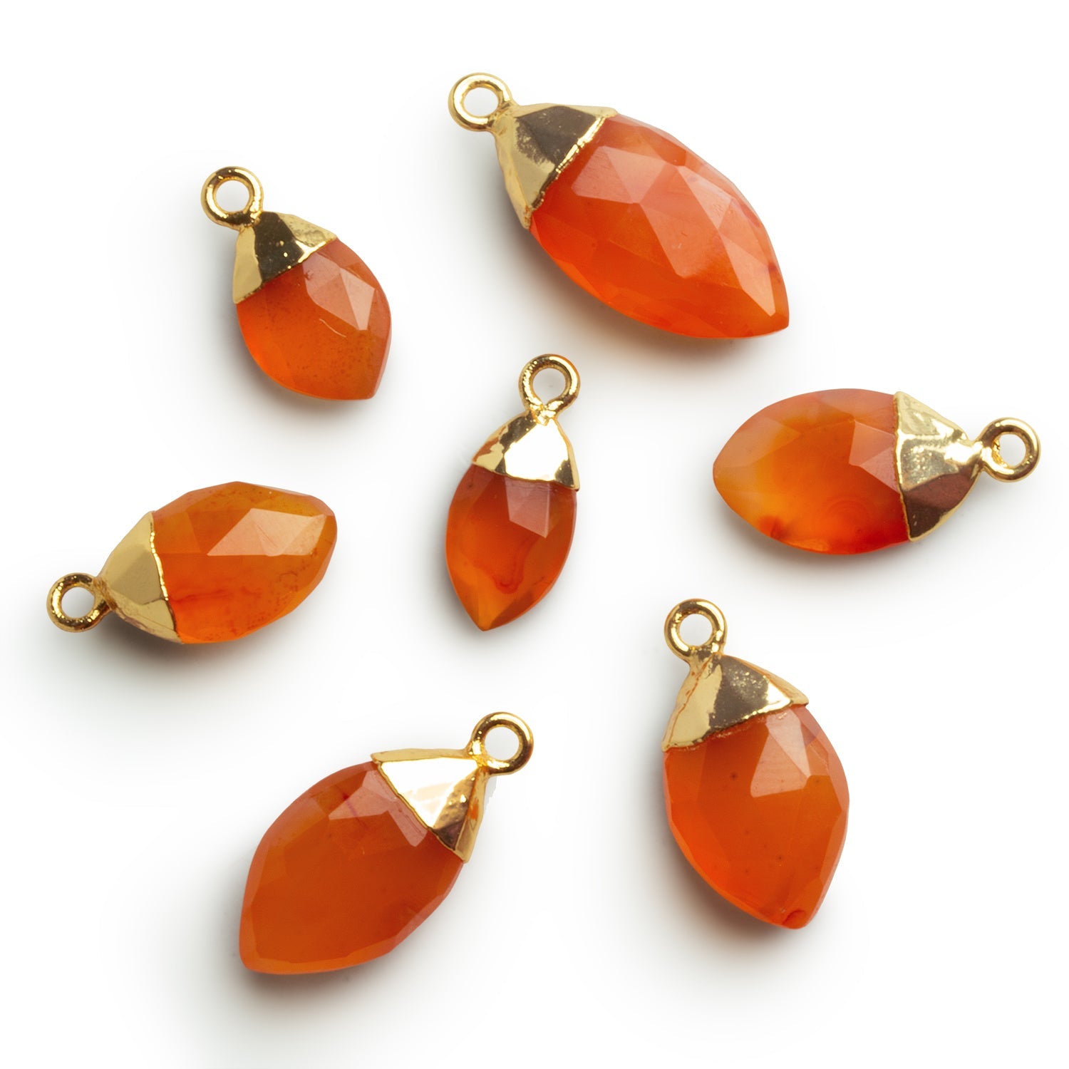 21x10mm Gold Leafed Carnelian Faceted Marquise Pendant 1 Bead - The Bead Traders