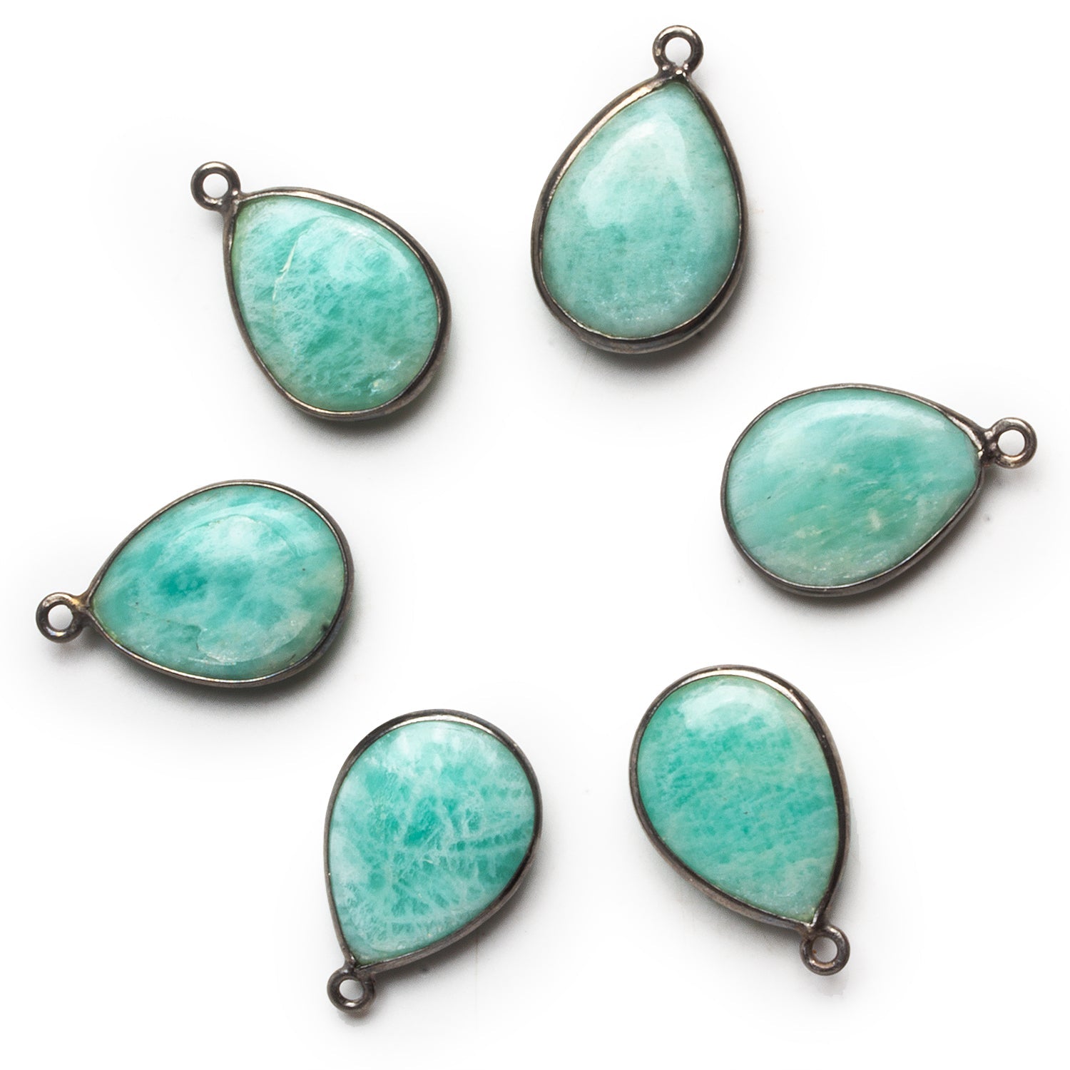 21x14mm Black Gold Bezeled Amazonite Pear Pendant 1 Bead – The
