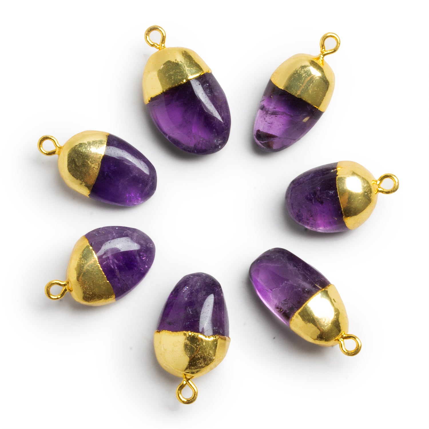 21x14mm Gold Leafed Amethyst Plain Nugget Pendant 1 Bead - The Bead Traders