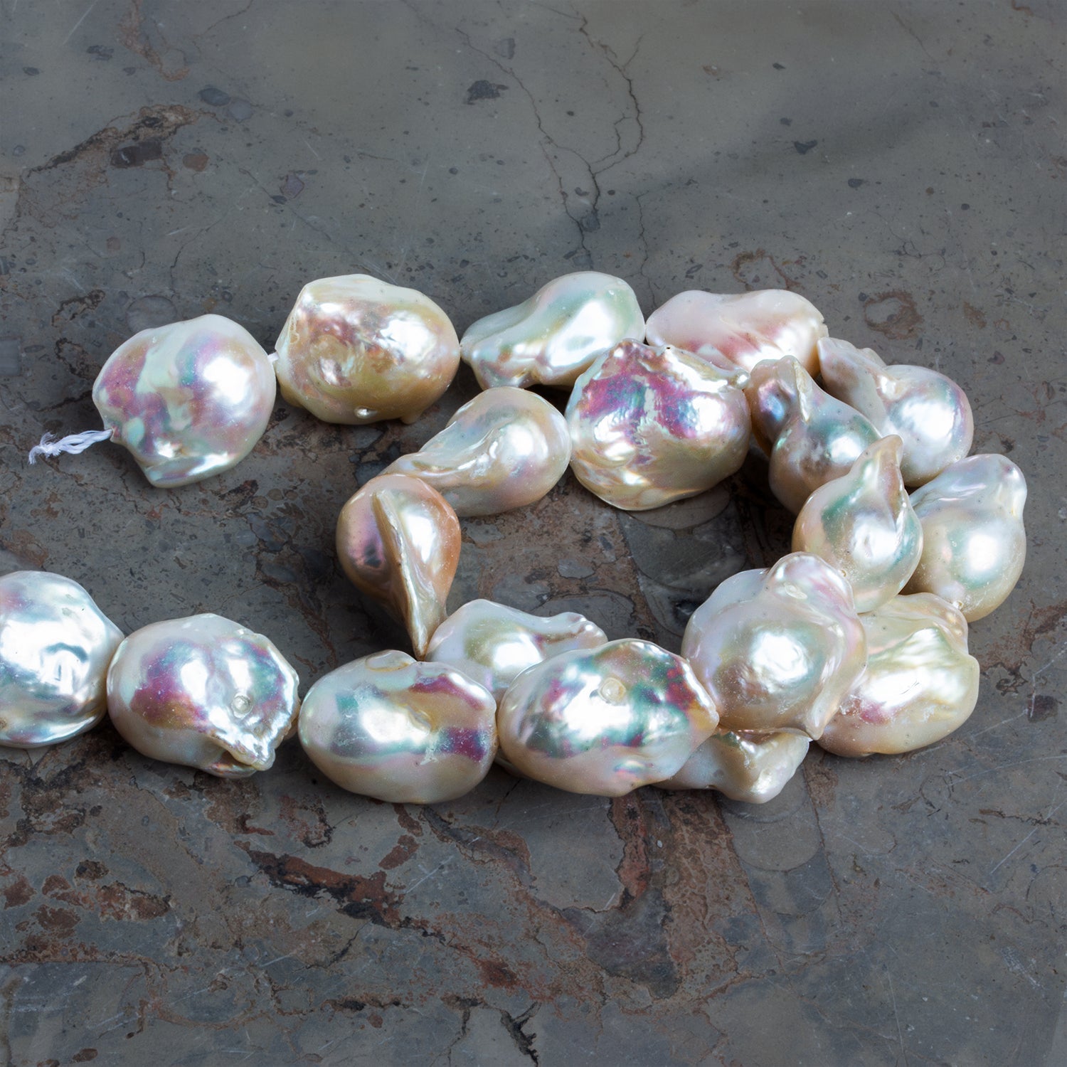 21x16mm Off White Ultra Baroque Pearls 16 inch 18 beads - The Bead Traders