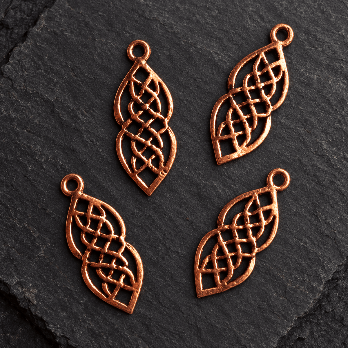 21x8mm Copper Filigree Charms 4 Beads - The Bead Traders