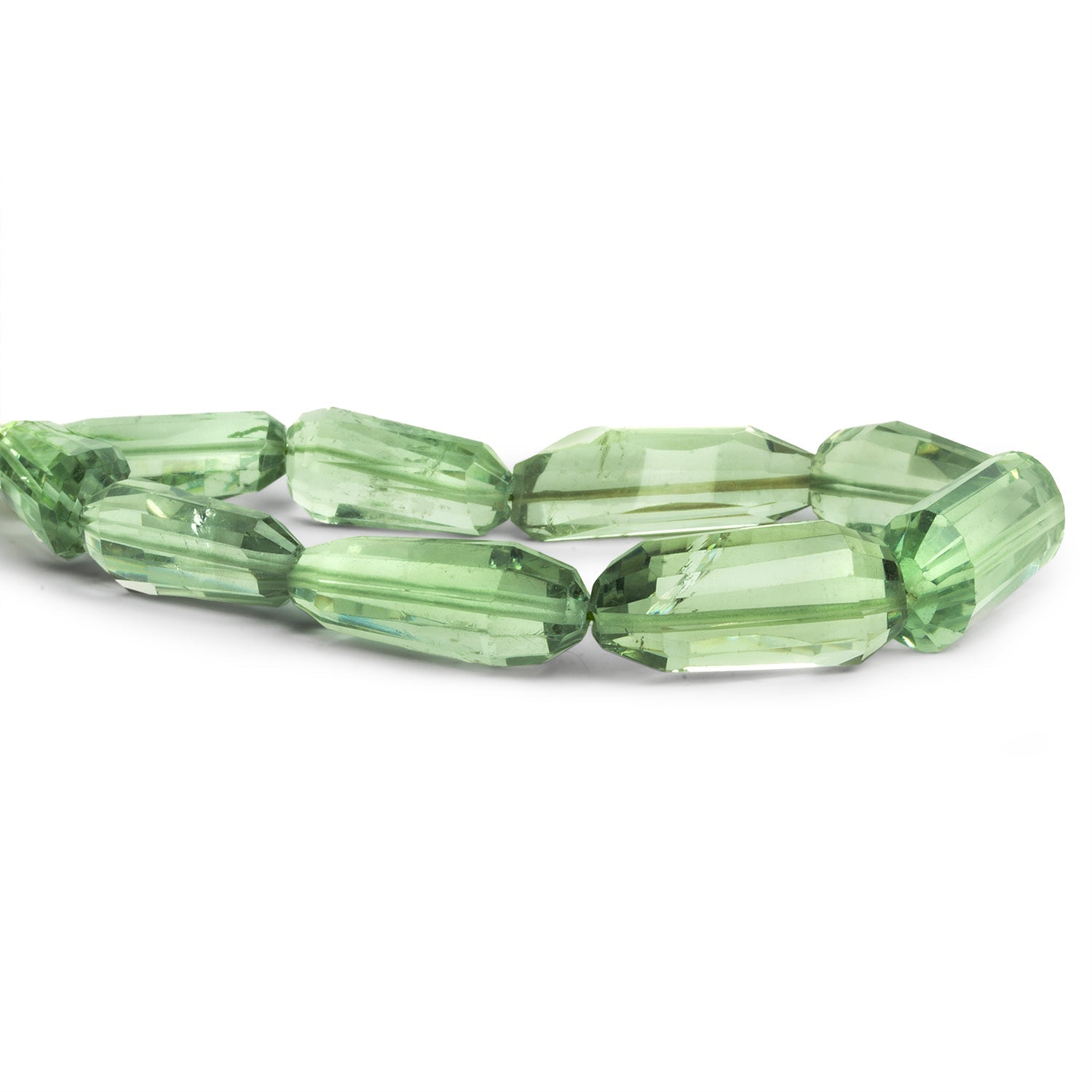 21x9mm Prasiolite Faceted Nuggets 8 inch 9 beads - The Bead Traders