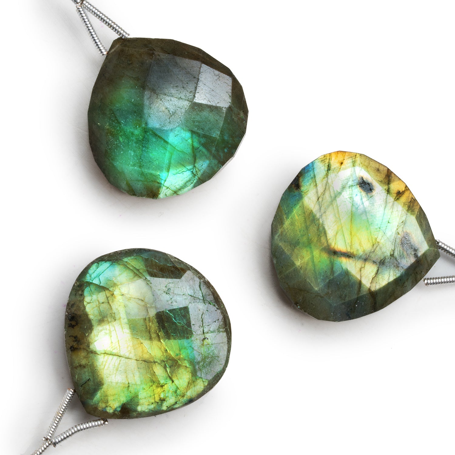 22 - 28mm Labradorite Faceted Heart Focal 1 Bead - The Bead Traders