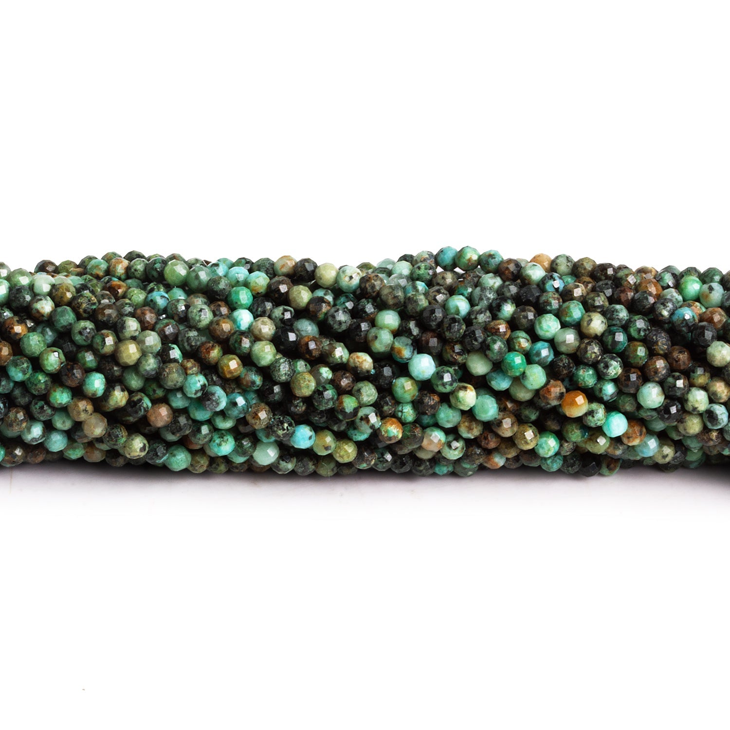 2.2mm African Turquoise Microfaceted Rounds 12 inch 125 beads - The Bead Traders