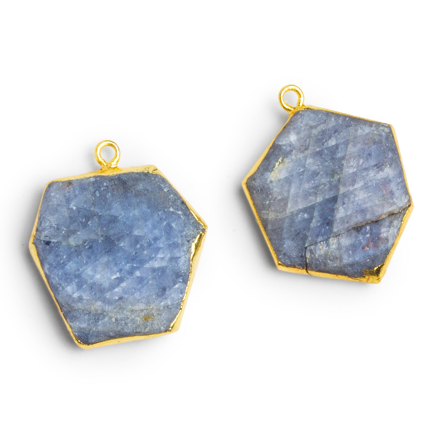 22mm Gold Leafed Sapphire Nugget Pendant 1 bead - The Bead Traders