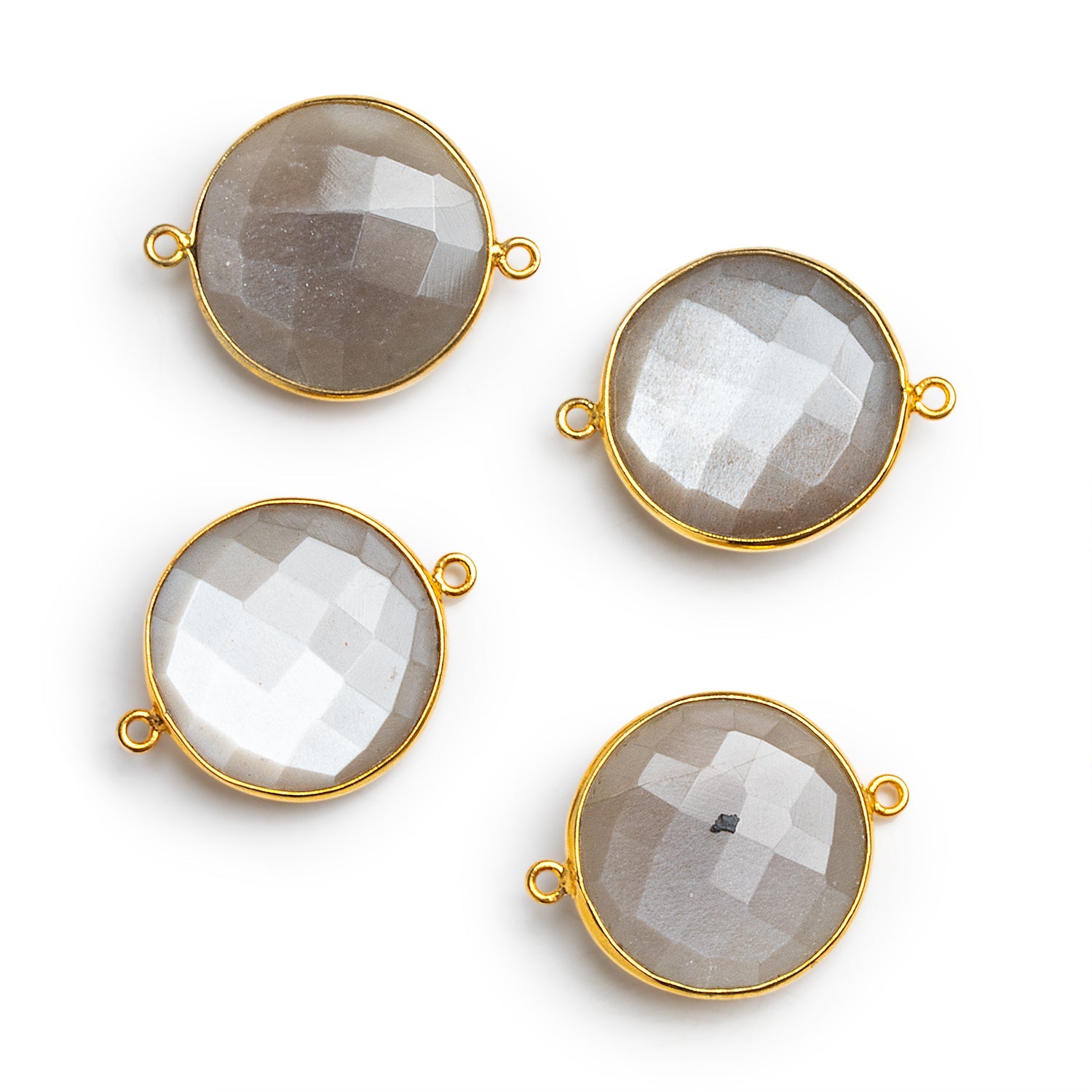 22mm Vermeil Bezeled Moonstone Faceted Coin Connector - The Bead Traders