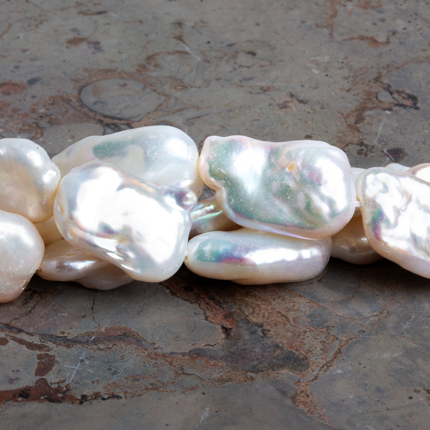 22x12mm White Baroque Pearls 15 inch 18 beads - The Bead Traders