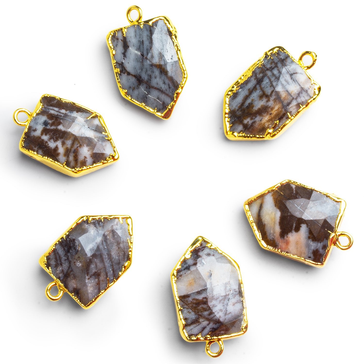 22x13mm Gold Leafed Jasper Shield Pendant 1 Bead - The Bead Traders