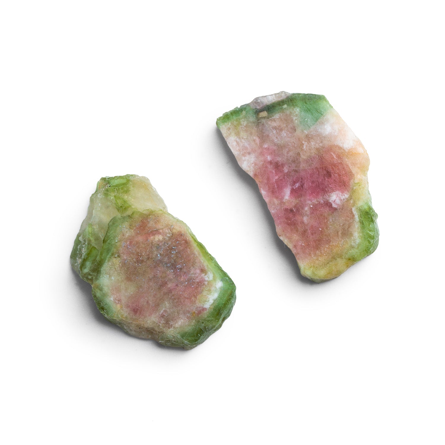 22x14mm Watermelon Tourmaline Slice Focals 2 Beads - The Bead Traders