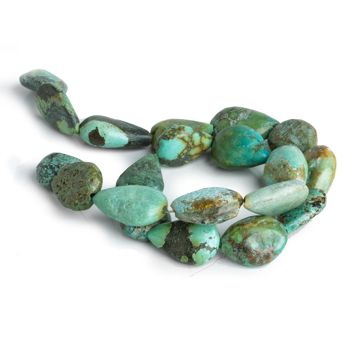 22x15mm Chinese Turquoise Plain Pears 15 inch 17 beads - The Bead Traders