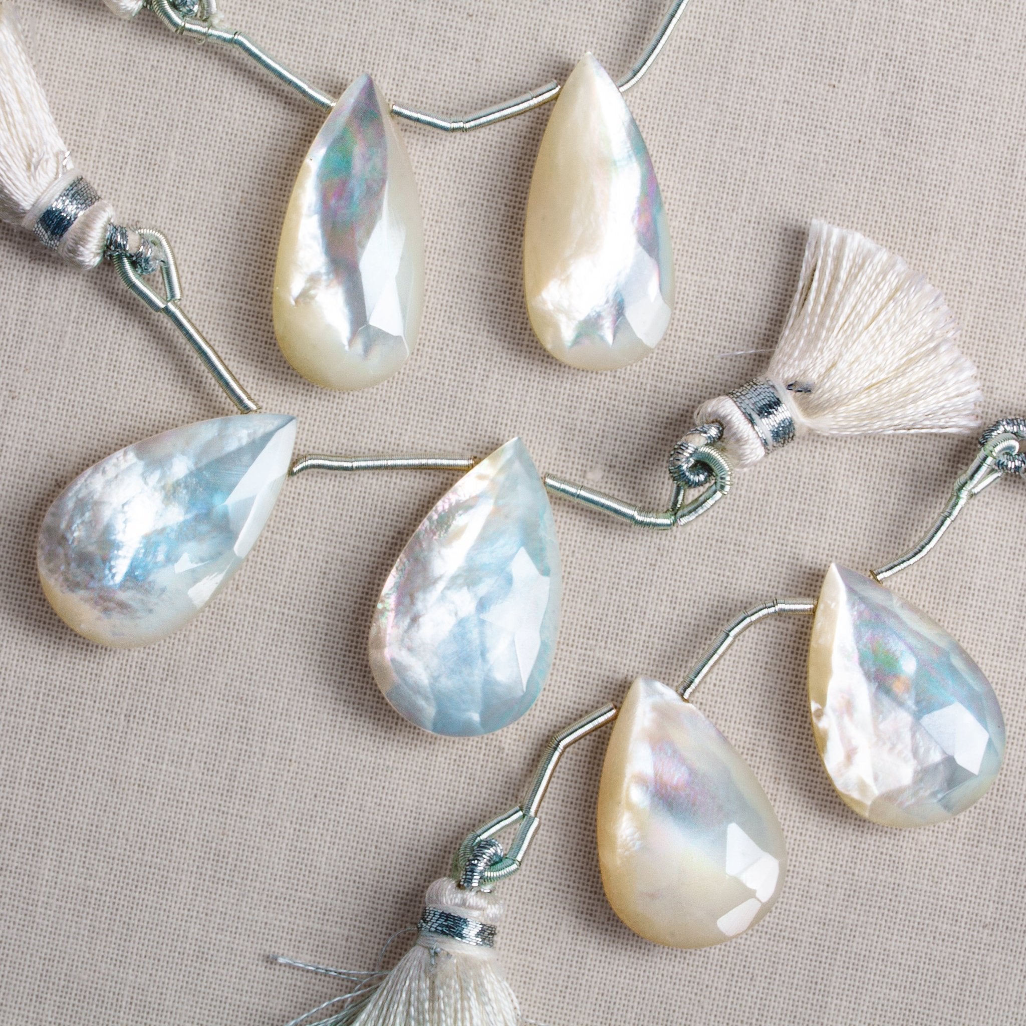 22x15mm Mother of Pearl Pear Focals Set of 2 Beads - The Bead Traders
