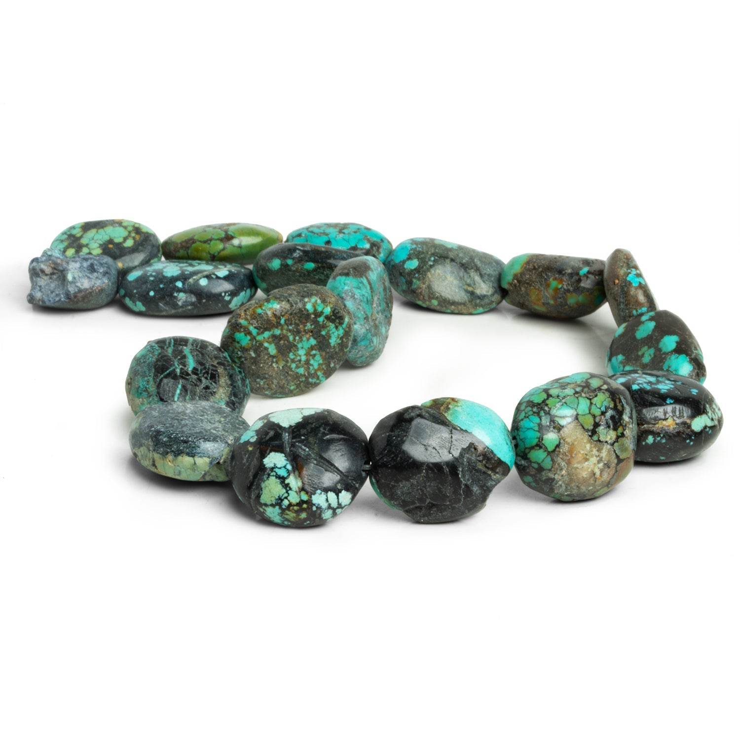 22x15mm Turquoise Plain Nuggets 15 inch 17 beads - The Bead Traders