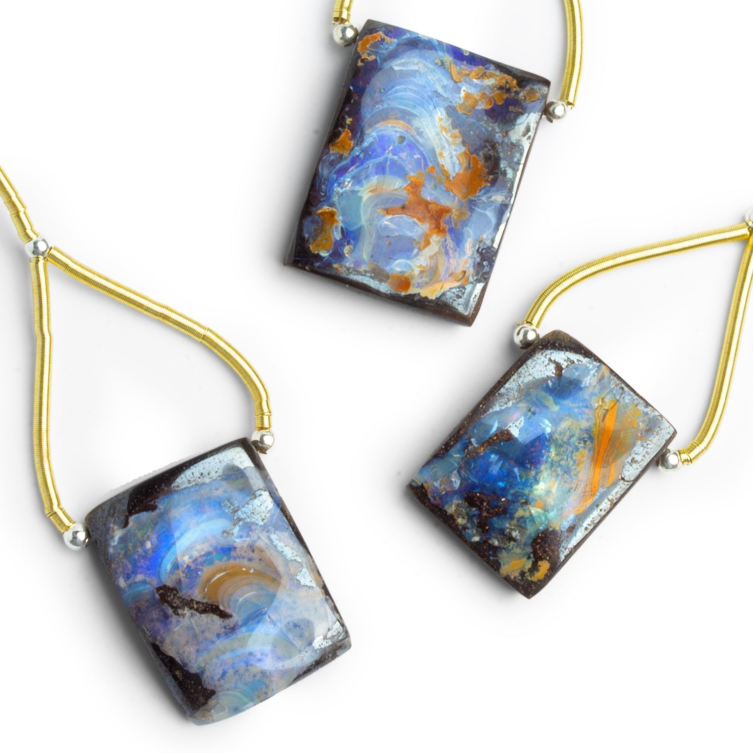 22x17mm Australian Boulder Opal Rectangle Nugget Focal 1 Bead - The Bead Traders