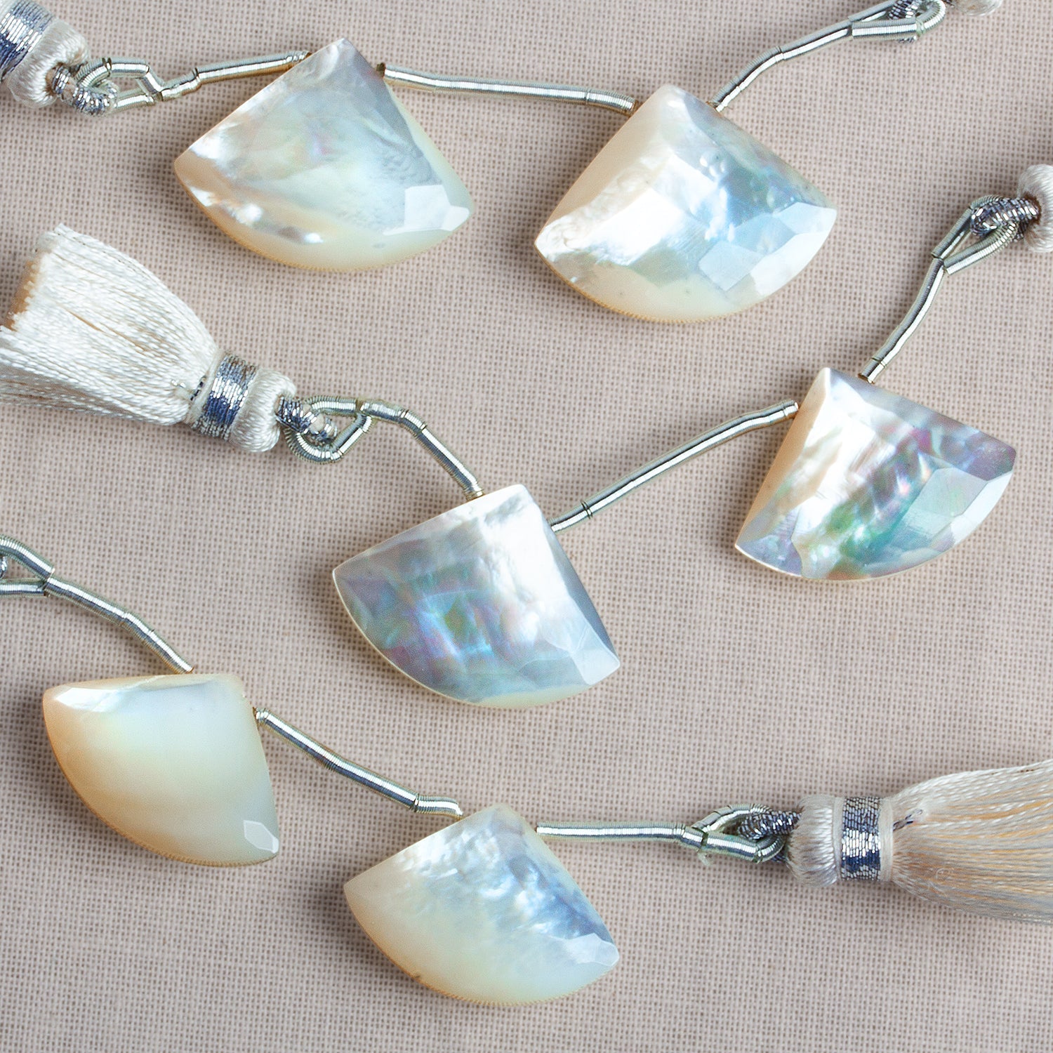 22x17mm Mother of Pearl Fan Focals Set of 2 Beads - The Bead Traders