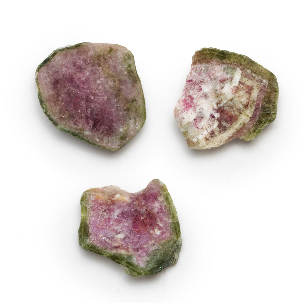 22x18mm Watermelon Tourmaline Slice Beads - Set of 3 - The Bead Traders