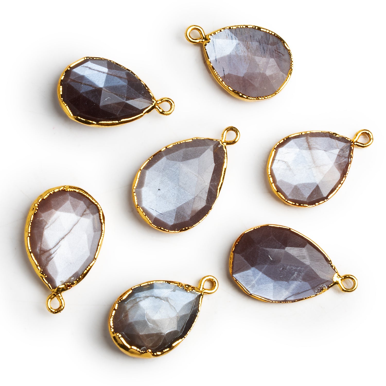 23x15mm Gold Leafed Chocolate Moonstone Pear Pendant 1 Bead - The Bead Traders