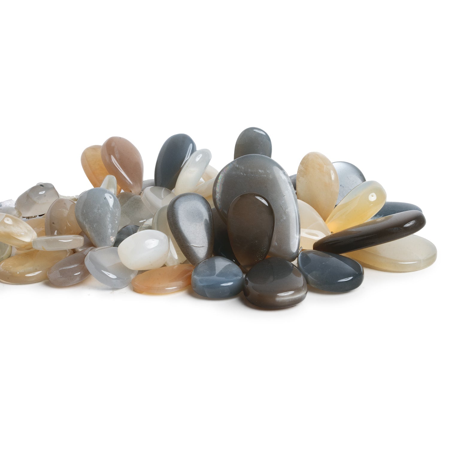 23x16mm Multi Moonstone Plain Pears 9 inch 45 beads - The Bead Traders
