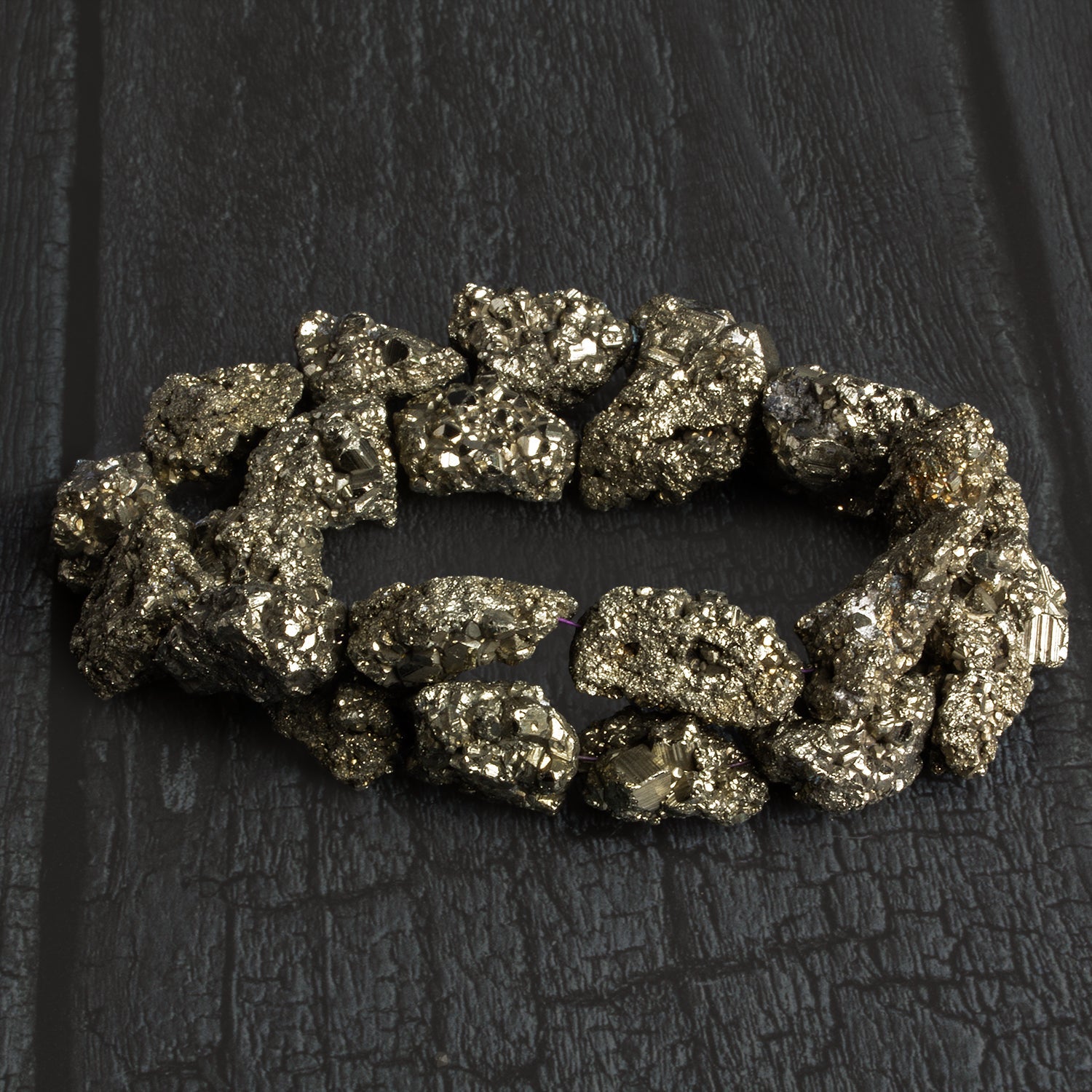23x17mm Pyrite Nuggets 18 inch 28 beads - The Bead Traders