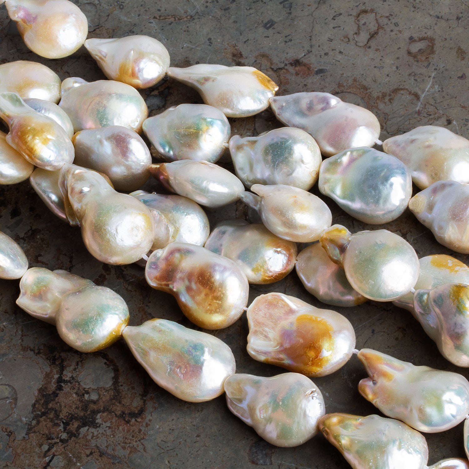 23x18mm White Ultra Baroque Pearls 16 inch 16 beads - The Bead Traders
