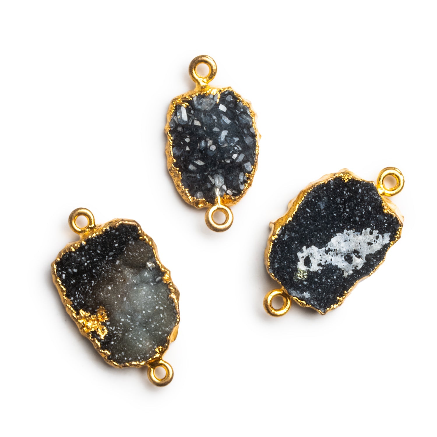 24x13mm Gold Leafed Drusy Connector 1 Bead - The Bead Traders