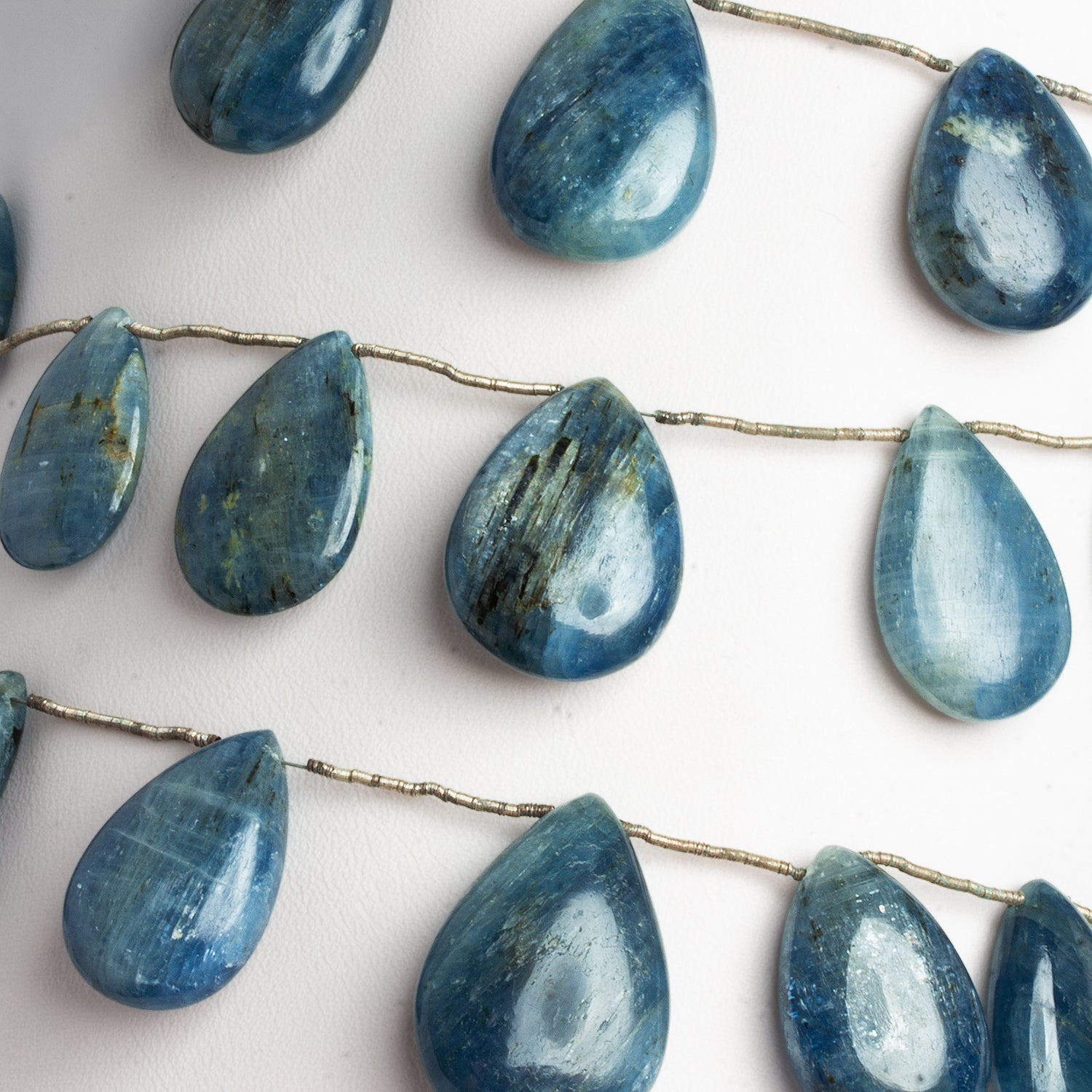24x14mm Kyanite Plain Pears 7 inch 9 beads - The Bead Traders