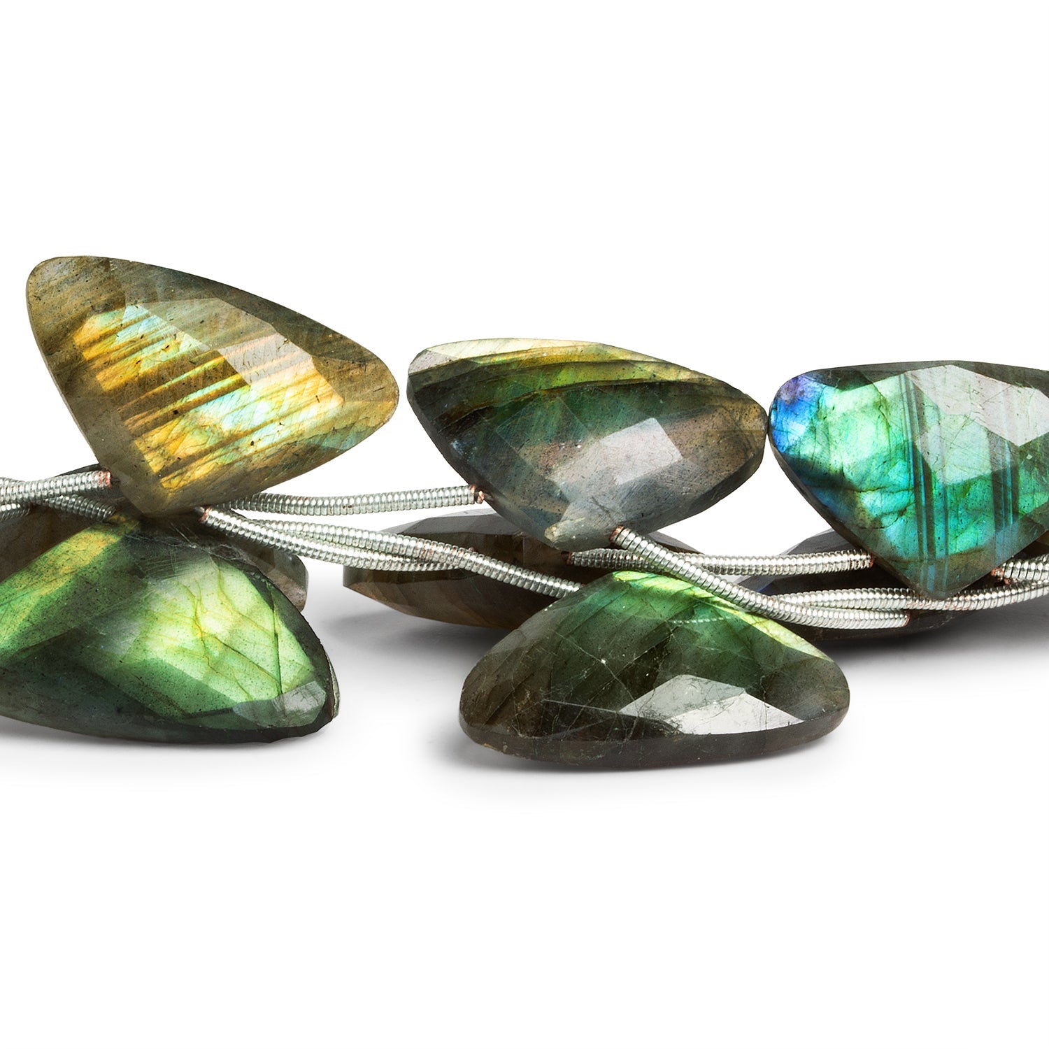 24x15mm Labradorite Faceted Triangles 8.5 inch 7 beads - The Bead Traders