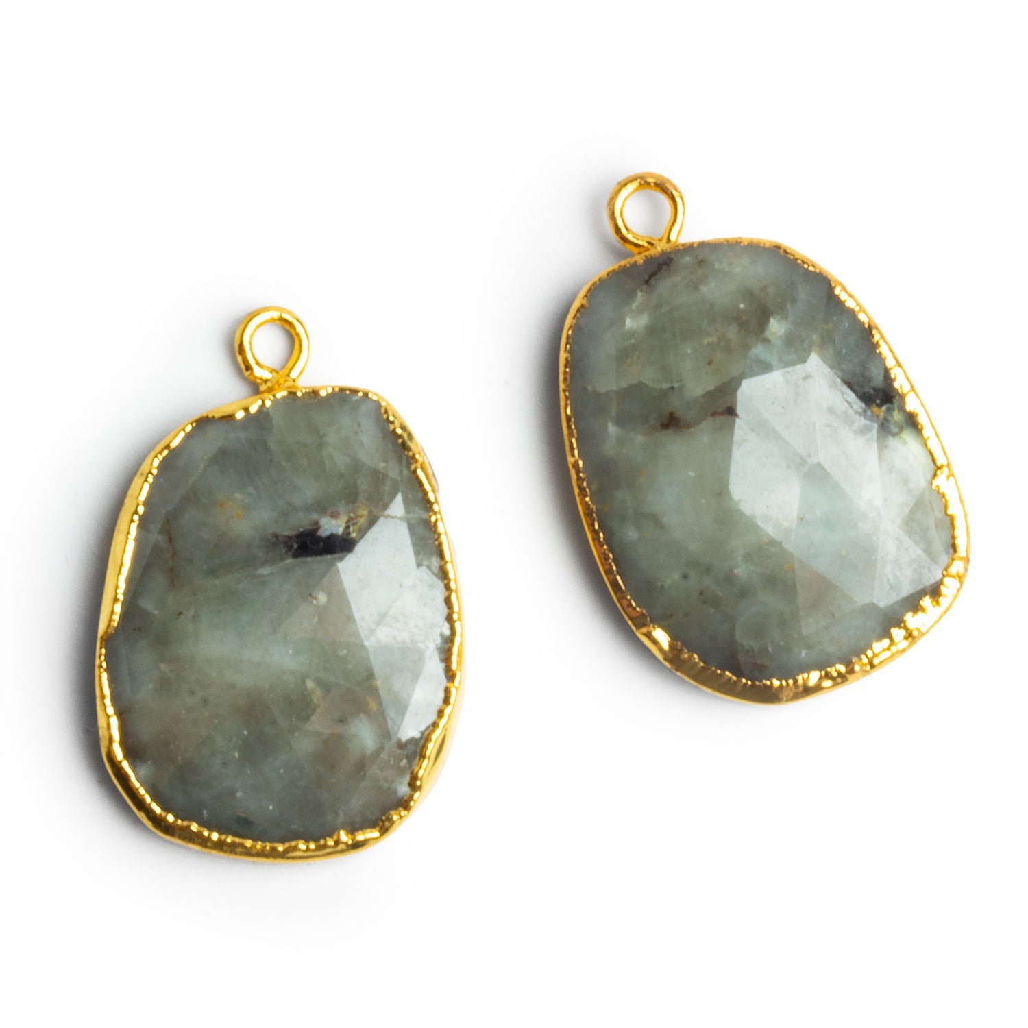 24x16mm Gold Leafed Sapphire Pendants Set of 2 Beads - The Bead Traders
