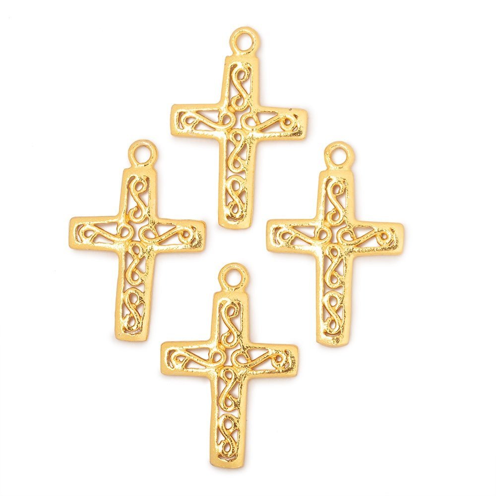 24x18mm Filigree Cross Pendant Charm Set of 4 pieces - The Bead Traders