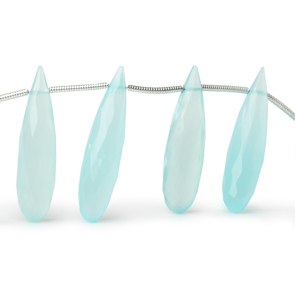 25-27mm Seafoam Blue Chalcedony Faceted Teardrops 8 inch 14 Beads - The Bead Traders
