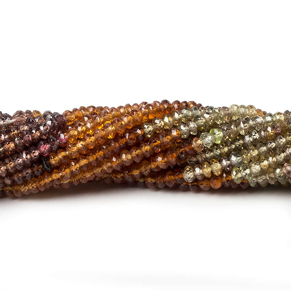 2.5 - 3mm Multi Gemstone Faceted Rondelle 14 inch 244 pieces - The Bead Traders