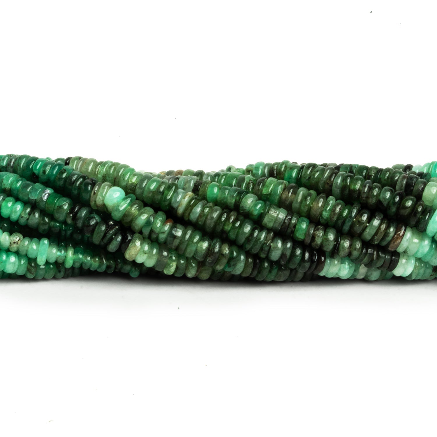 2.5-4mm Brazilian Emerald Plain Heishis 17 inch 335 beads - The Bead Traders