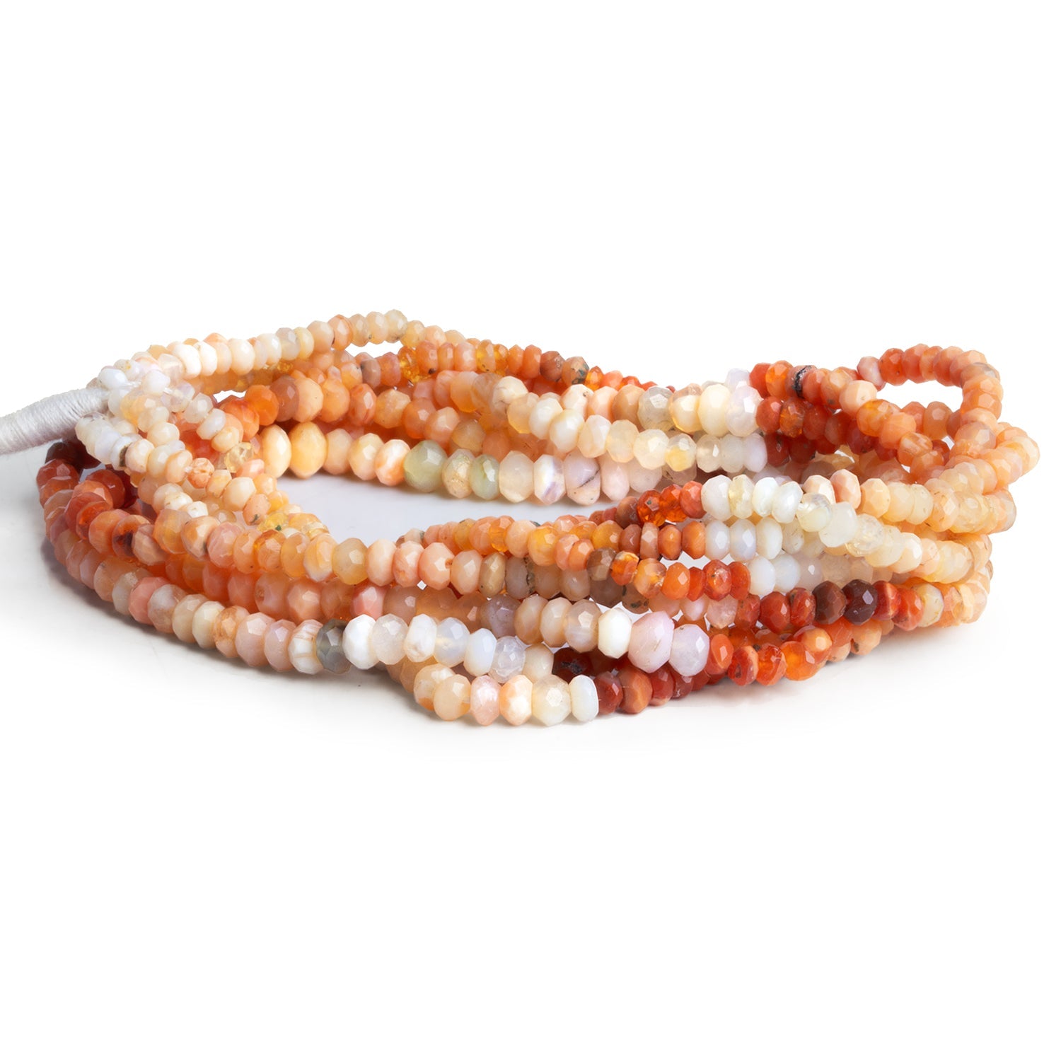2.5 - 4mm Mexican Fire Opal Faceted Rondelles 15 inch 170 beads - The Bead Traders