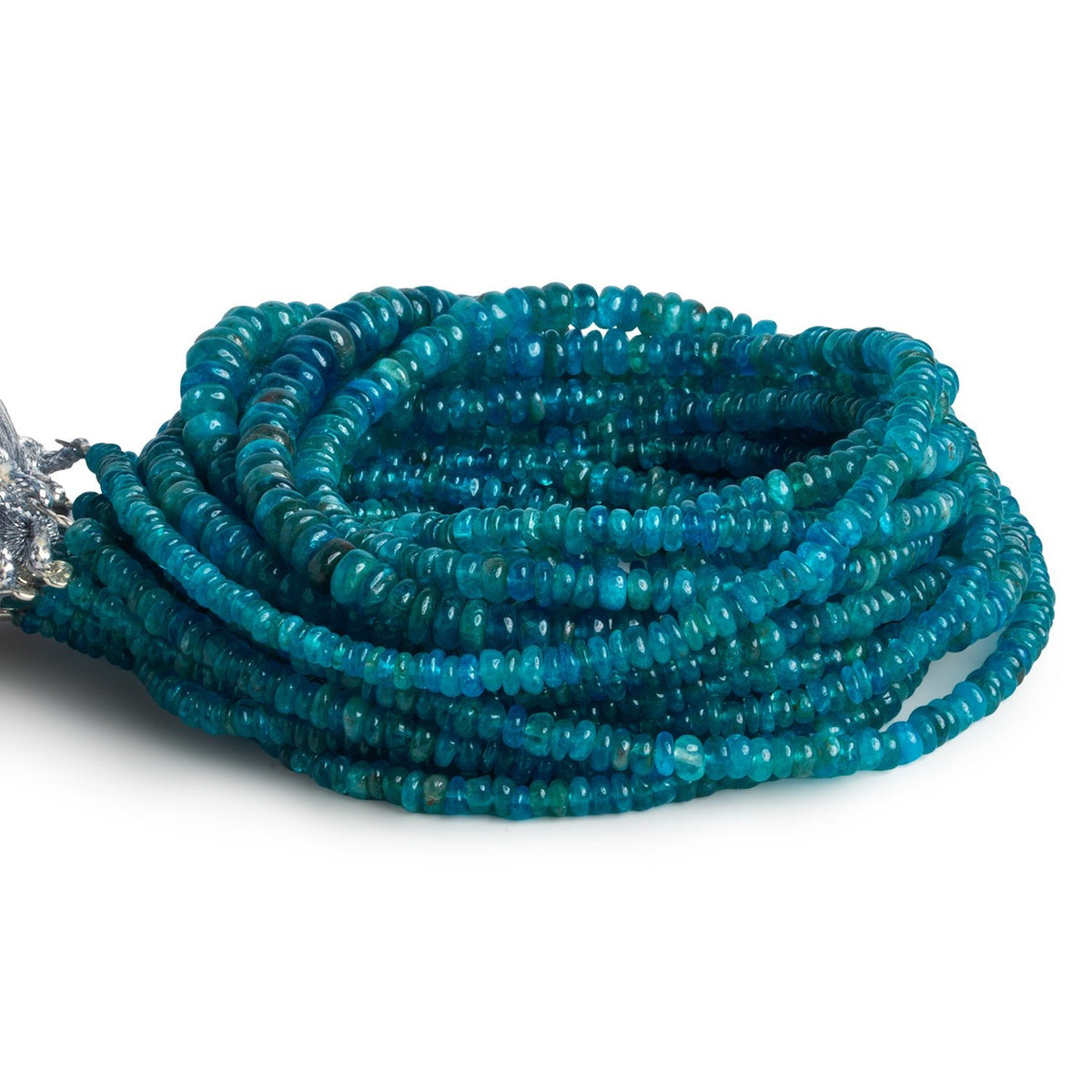 2.5mm-6mm Neon Apatite Plain Rondelles 16 inch 190 beads - The Bead Traders