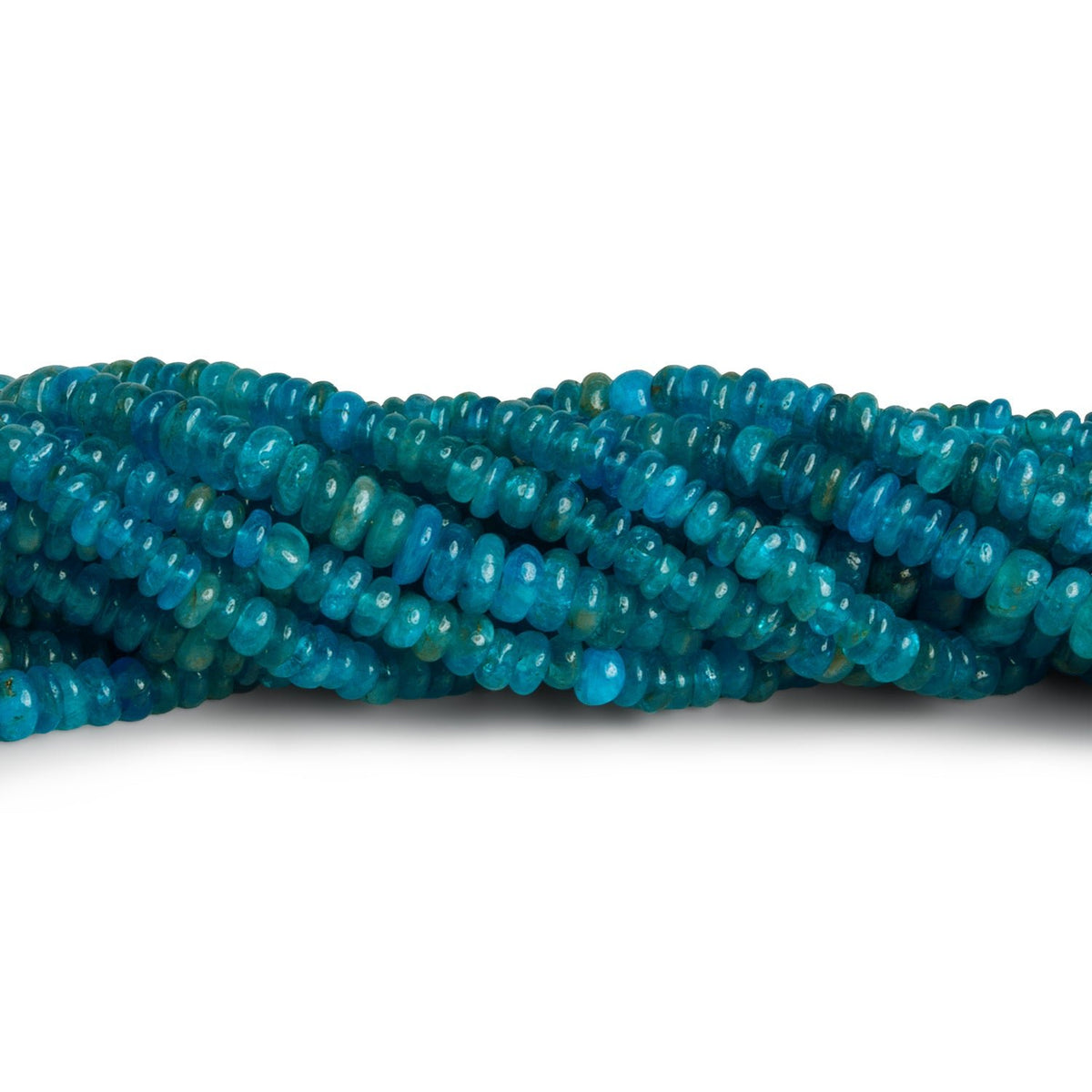 2.5mm-6mm Neon Apatite Plain Rondelles 16 inch 190 beads - The Bead Traders