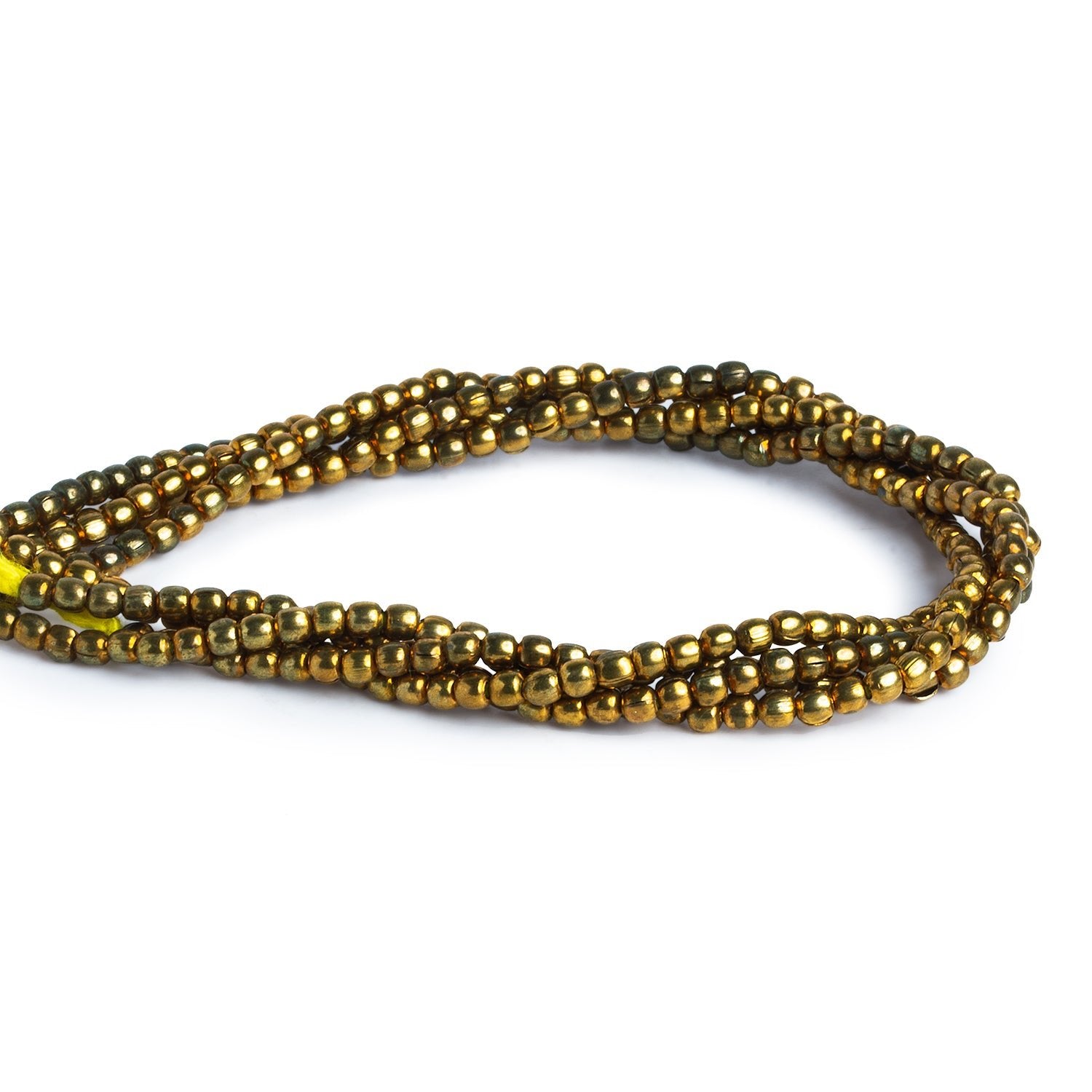 2.5mm Brass Barrel Rounds - Set of 4 Strands - The Bead Traders
