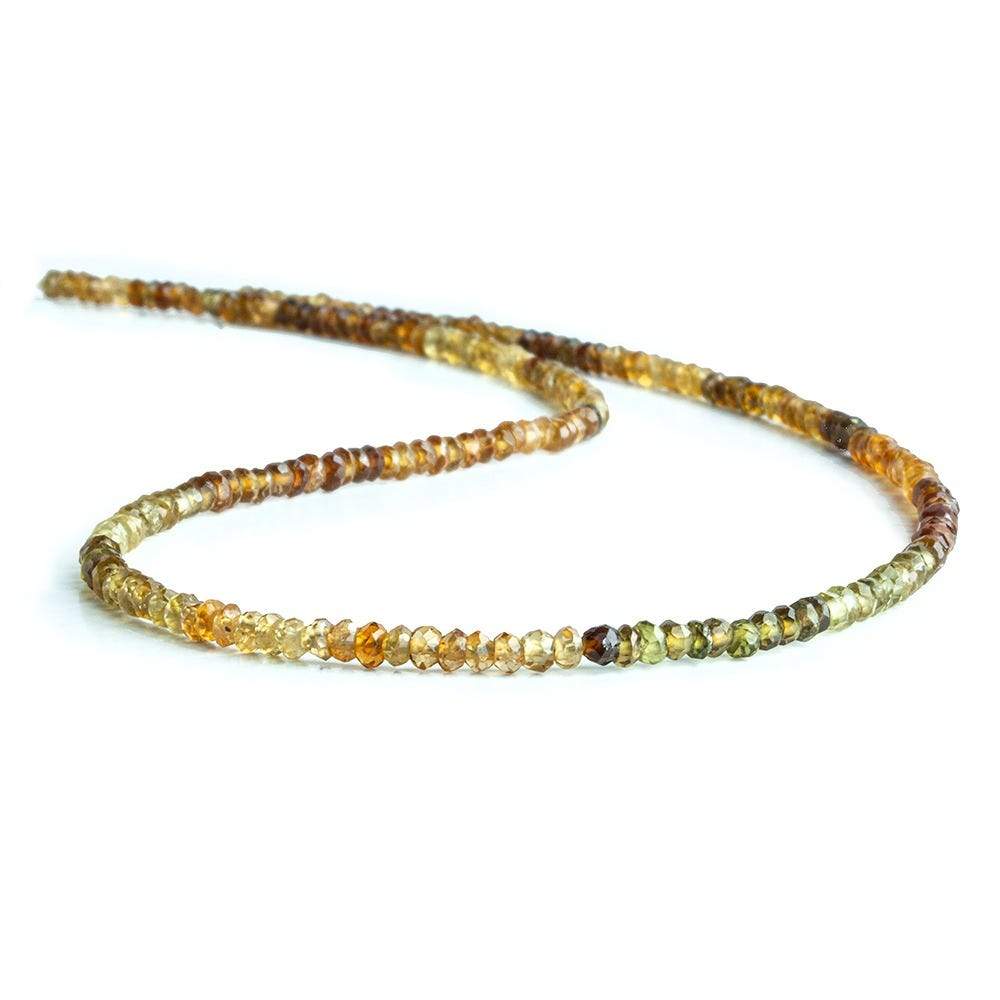 2.5mm Brown Green Tourmaline Faceted Rondelles 13 inch 202 beads - The Bead Traders