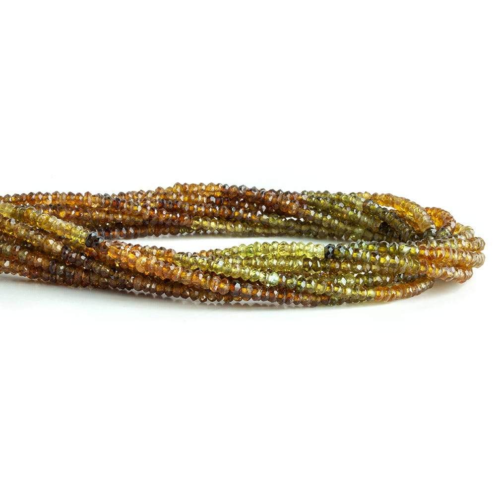 2.5mm Brown Green Tourmaline Faceted Rondelles 13 inch 202 beads - The Bead Traders