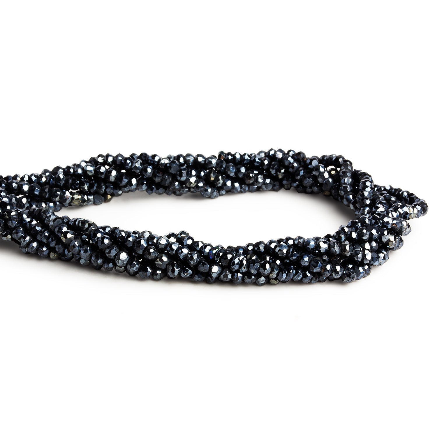 2.5mm Mystic Black Spinel Rondelles - Lot of 5 Strands - The Bead Traders