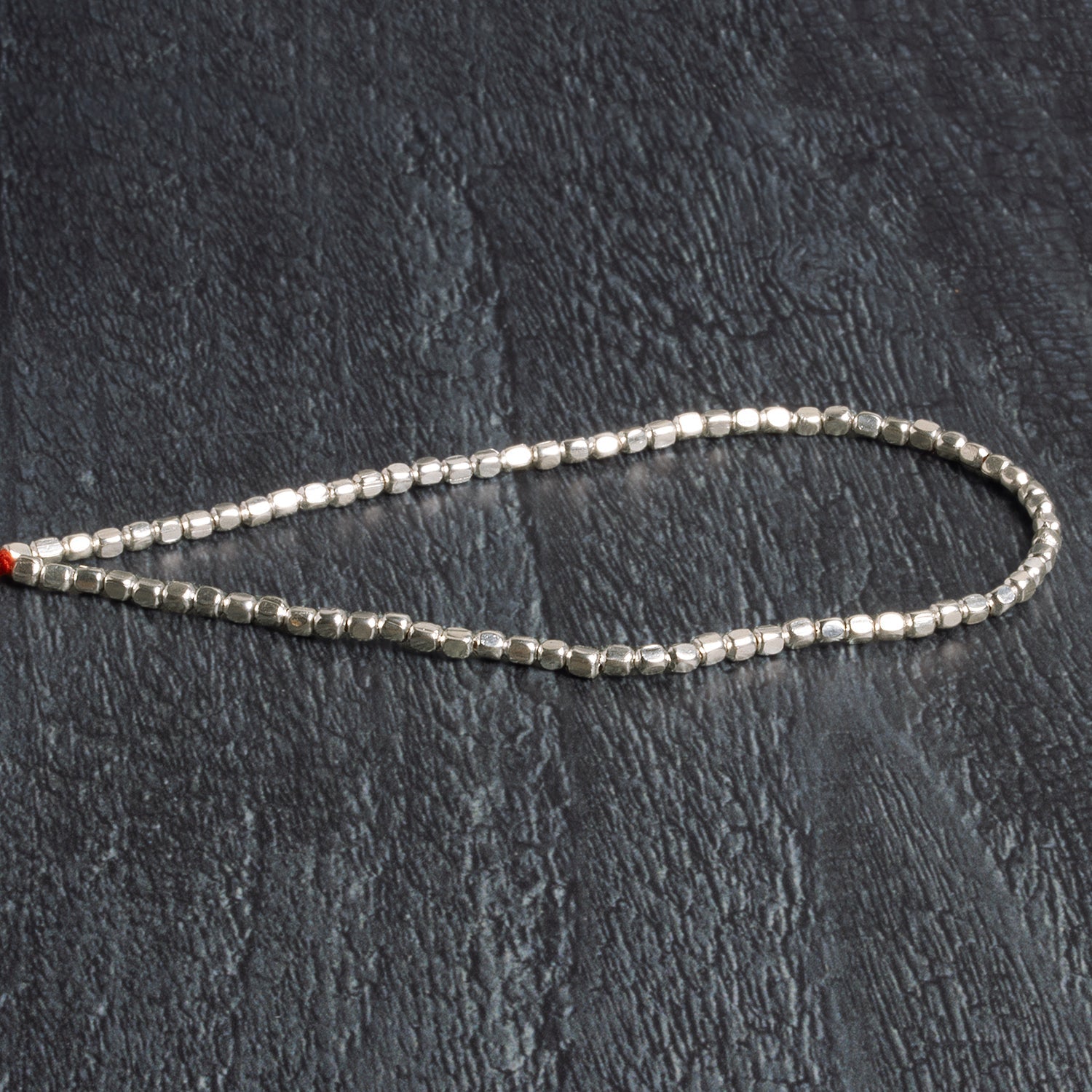 2.5mm Sterling Silver plated Copper Shiny Cubes 8 inch 78 beads - The Bead Traders