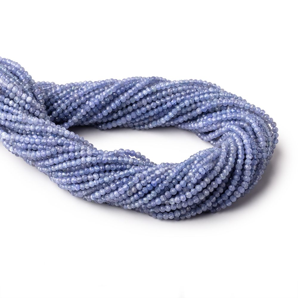 2.5mm Tanzanite Microfaceted Rondelles 12 inch 145 beads - The Bead Traders