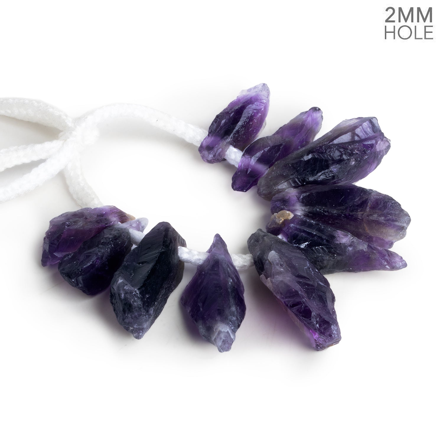 25x11mm Amethyst Natural Crystals 2mm Large Hole 10 Beads - The Bead Traders